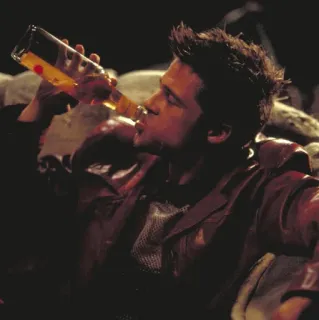 👊 Tyler Durden Fight Club brad pitt, fight club, tyler durden, film, trinken telegram sticker