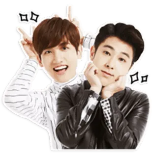 😄 men, korean, asian, friendship, happy, smiling, posing telegram sticker