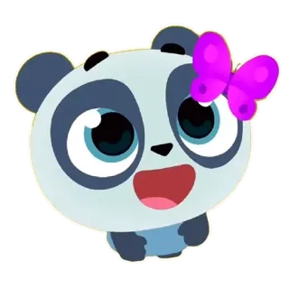 🥰 Panda, Cartone animato, Carino, Animale, Farfalla, Adesivo telegram sticker