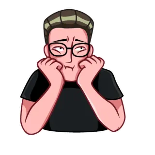 🥺 autocollant, illustration, dessin animé, homme, lunettes, inquiet whatsapp sticker