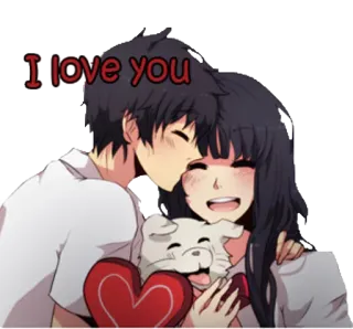 😍 I love you amour, couple, coeur, affection, romance, anime, chien telegram sticker