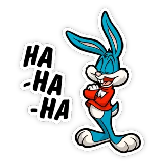 😄 HA
HA
HA lapin, rire, dessin animé, bleu, humour, joyeux, amusant telegram sticker
