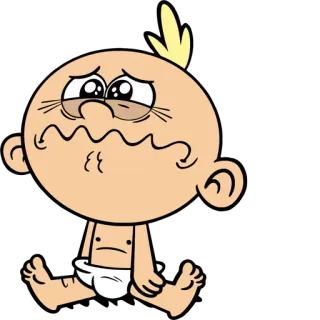 👶 Dessin animé, Bébé, Pleurs, Triste, Couche, Personnage de dessin animé, Bienvenue chez les Loud telegram sticker