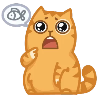 🍴 kat, vis, hongerig, denken, schattig, dier, sticker whatsapp sticker