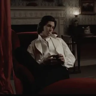 💋 man, smoking, cigarette, historical, sitting, indoors telegram sticker