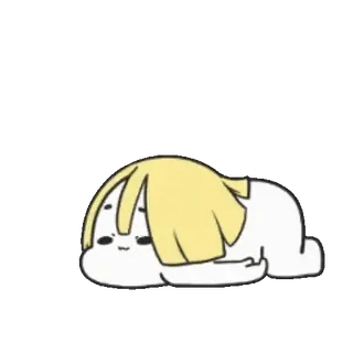 🙂 Cartone animato, Personaggio, Carino, Sdraiato, Assonnato, Pigro telegram sticker