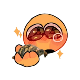🥺 tartaruga, emoji, carino, animale, animale domestico, kawaii, arancione telegram sticker