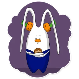 📞 rabbit, cartoon, carrot, sleepy, character, animal telegram sticker