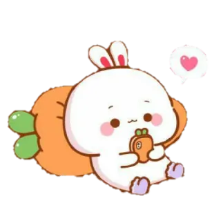 🐰 토끼, 귀여운, 당근, 사랑스러운, 카와이 telegram sticker