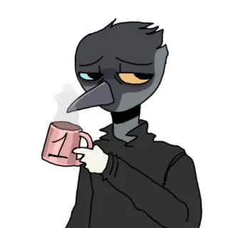 🤨 1 uccello, tazza, caffè, tè, cartone animato, adesivo telegram sticker