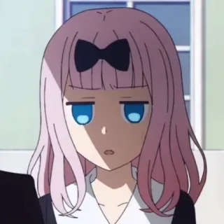 😑 Chika Fujiwara Kaguya-sama: Love Is War anime, girl, chika fujiwara, kaguya-sama love is war, pink hair, bow, cute whatsapp sticker