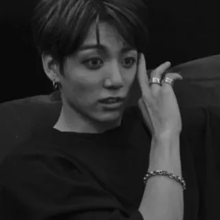 ⛓️ Jungkook Jungkook, BTS, K-pop, singer, black and white, portrait telegram sticker