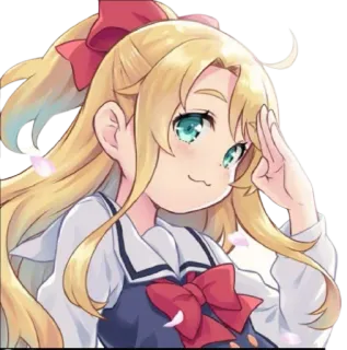 🥰 chica anime, uniforme escolar, linda, pelo rubio, saludo telegram sticker