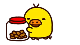 🐤 เป็ด, น่ารัก, สีเหลือง, ขวดโหล, สีน้ำตาล, การ์ตูน telegram sticker