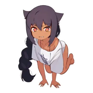 🥺 gadis anime, telinga kucing, kulit sawo matang, kawaii, imut telegram sticker
