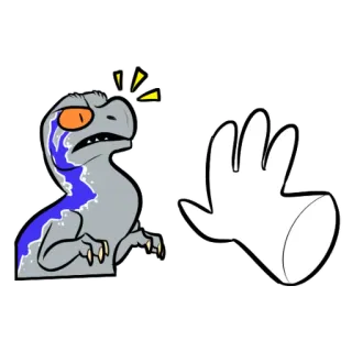 ✋ dinosaur, cartoon, hand, stop, drawing whatsapp sticker