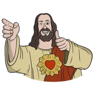 😉 Jesus Jésus, Religion, Christianisme, Pouce levé, Clin d'œil telegram sticker