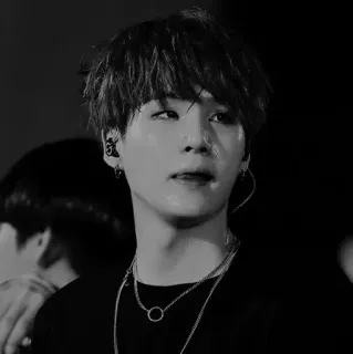🗝 Suga K-pop, piosenkarz, muzyka, czarno-białe, idol, Min Yoongi telegram sticker