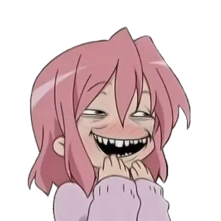 🍙 anime, desenho animado, meme, cara engraçada, dentes feios, expressão estranha telegram sticker