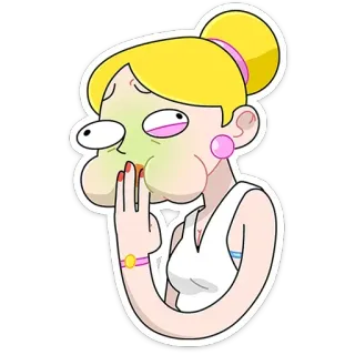 🤢 อาเจียน, ป่วย, การ์ตูน, ผู้หญิง, อ้วก, ไม่สบาย telegram sticker