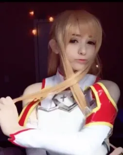🥰 Asuna Sword Art Online อนิเมะ, คอสเพลย์, Sword Art Online, อาสึนะ, ตัวละคร, ผมบลอนด์, สาวอนิเมะ whatsapp sticker
