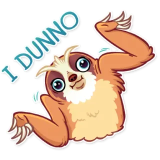 🤷 I DUNNO สลอธ, การ์ตูน, ไม่รู้, สัตว์, น่ารัก, คำถาม telegram sticker