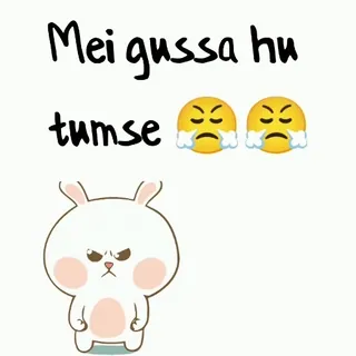 😤 Mei gussa hu tumse en colère, lapin, contrarié, hindi, émotions, dessin animé, mignon telegram sticker