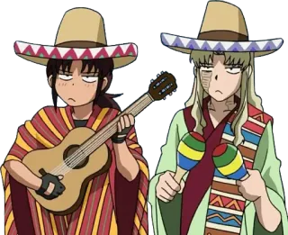 🎸 sombrero, mexicain, dessin animé, guitare, maracas telegram sticker