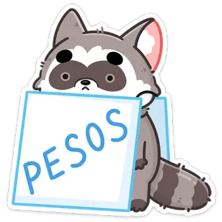 😕 PESOS szop pracz, pesos, waluta, zwierzę, słodki, znak whatsapp sticker