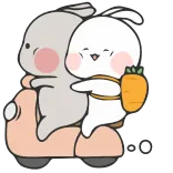 🤗 coelho, coelho, scooter, cenoura, fofo, animal, desenho animado whatsapp sticker
