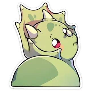 ⭐ dinosaure, dessin animé, mignon, tricératops telegram sticker