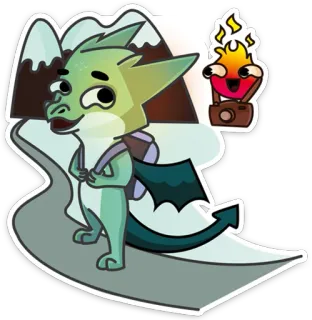 🏔 dragon, travel, mountains, cartoon, sticker, adventure, whimsical whatsapp sticker