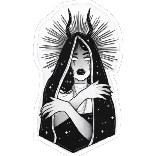 🧙‍♀ witch, occult, horns, gothic, dark, magic, woman, spiritual telegram sticker