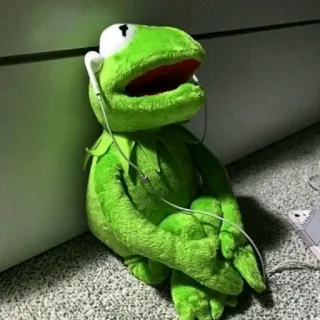 🐸 Kermit Kermit la rana, Muppets, ascoltare musica, verde, cuffie telegram sticker