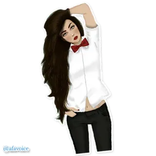🙆 @afavoice naklejka, ilustracja, kreskówka, kobieta, dziewczyna telegram sticker