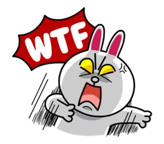 😤 WTF злой, кролик, мультик, wtf, в шоке, восклицание telegram sticker