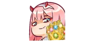 😉 Zero Two Darling in the Franxx Anime, Zero Two, Infinity Gauntlet, Überheblich, Marvel telegram sticker