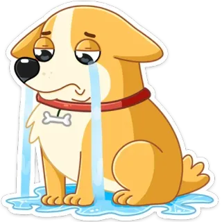 🥎 cachorro, triste, chorando, desenho animado, animal, animal de estimação, osso, fofo telegram sticker