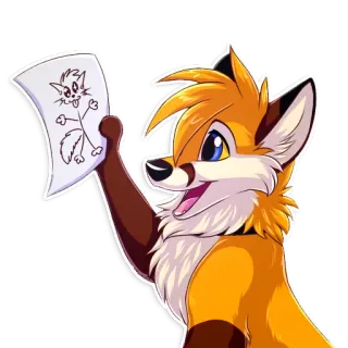 🎨 renard, dessin animé, animal, dessin, furry, personnage, art telegram sticker