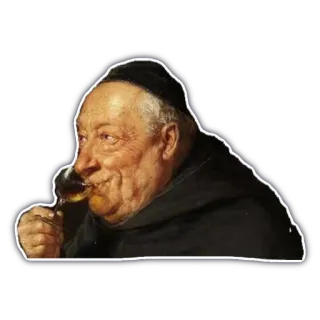 😏 Monje, Bebiendo, Vino, Retrato, Anciano, Figura Religiosa telegram sticker