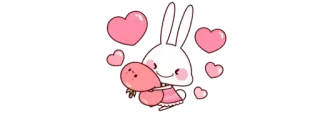 🦋 cute, cartoon, bunny, rabbit, love, hearts telegram sticker