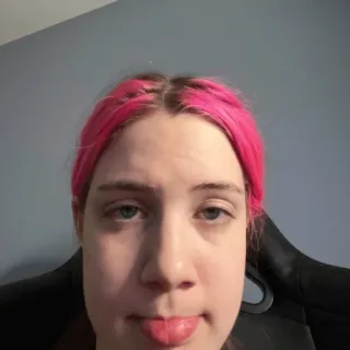 🥲 person, selfie, woman, pink hair, face, portrait telegram sticker