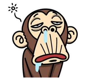 😑 원숭이, 만화, 졸린, 지루한, 침, 동물 telegram sticker