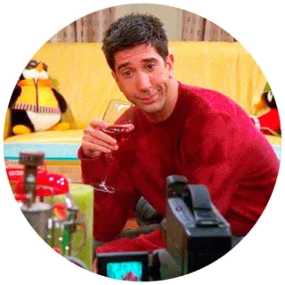 🍷 Ross Geller Friends TV-Serie, Friends, Ross Geller, Wein, roter Pullover, Comedy, Sitcom whatsapp sticker
