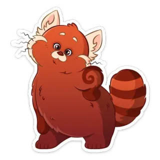 🤨 แพนด้าแดง, น่ารัก, สัตว์, การ์ตูน, สติกเกอร์, ปุย telegram sticker