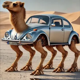 🤩 cammello, auto, ibrida, divertente, deserto, automobilistico, animale, macchina telegram sticker