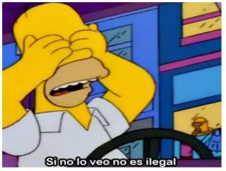 🙈 Homer Simpson The Simpsons Si no lo veo no es ilegal cartoon, homer simpson, the simpsons, meme, cover eyes, illegal telegram sticker
