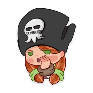 🤐 Pirat, Mädchen, Cartoon, Hut, Schädel whatsapp sticker