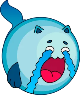 😭 Katze, weinen, traurig, blau, Emotion, Cartoon telegram sticker
