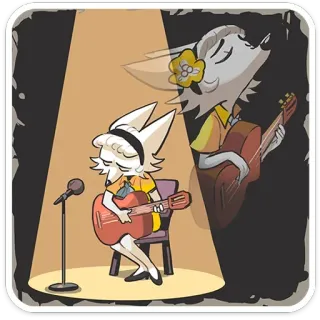 🎸 cartoon, music, guitar, performance, singer telegram sticker